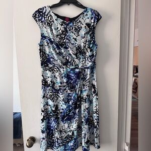 Elegant Blue and Black Women's Dress